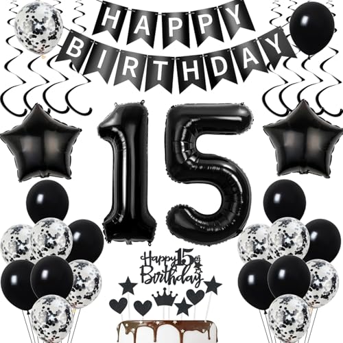 deko 15. geburtstag mädchen Junge deko Schwarz ballon 15. mädchen Junge luftballon 15. geburtstag Tortendeko Schwarz geburtstagsdeko 15 Jahre Tortendeko deko 15. geburtstag mädchen Junge deko Schwarz ballon 15. mädchen Junge luftballon 15. geburtstag Tortendeko Schwarz geburtstagsdeko 15 Jahre Tortendeko von Yishamei