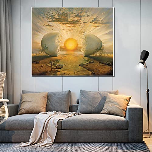 Yishui Art Salvador Dali L'Aurora Abstraktes Ei Sonnenstrahlen Leinwand Gemälde Poster und Drucke Wandkunst Bilder für Wohnzimmer Dekor 60x80cm(24x31in) Rahmenlos von Yishui Art