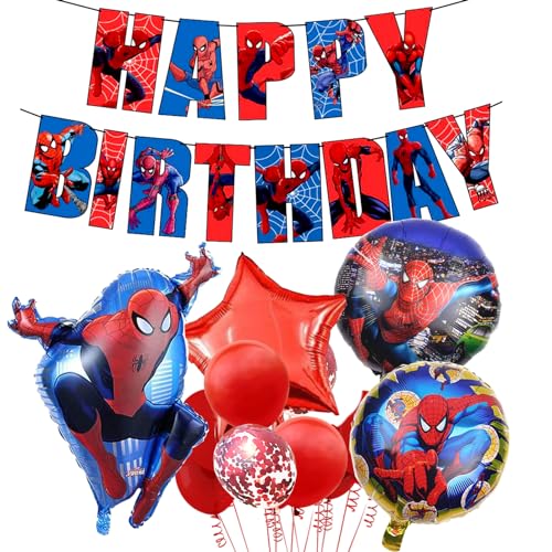 Geburtstag Party Dekorationen, Happy Birthday Banner Happy Birthday Luftballons Latexfolie Ballons Geburtstag Party Dekoration Suppliesfor Jungen Mädchen (Rot) von Yisound123