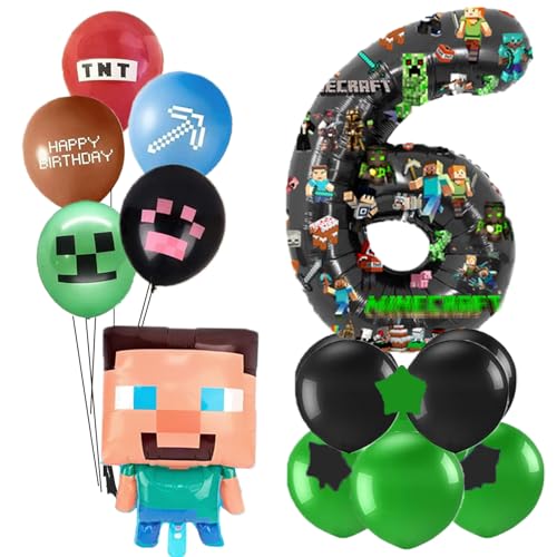 Luftballons zum 6. Geburtstag, 81,3 cm, Folienballons für Kindergeburtstag, Party-Dekorationen (Nummer 6) von Yisound123