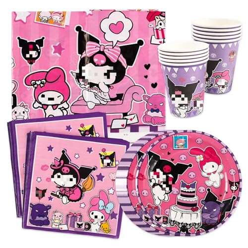 41PCS Kuromi Party besteck Set, Kinder Geburtstag Partygeschirr Party Supplies Set für Kinder Dekoration Kuromi Geburtstag Dekoration von Yisscen