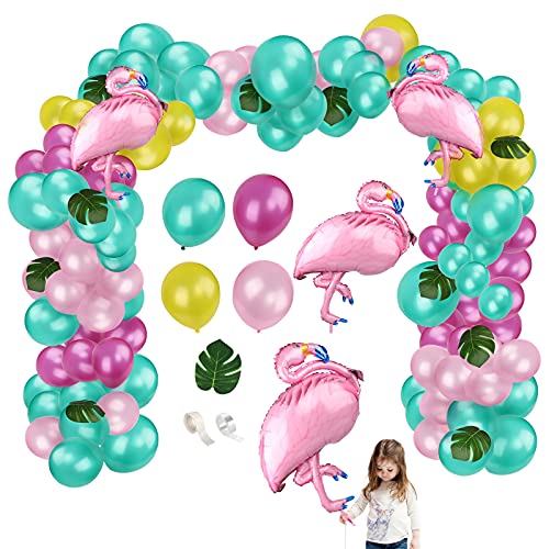 Yisscen Hawaii Beach Party 94 Stück Geburtstagsdeko Flamingo Folienballon Helium Latexballon Tropische Blätter Deko Partyzubehörsets Ballongirlande Sommer Romantische Tisch Dekoration Multi Color von Yisscen
