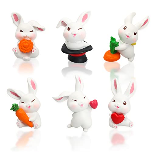 Yisscen Mini Hase Figuren set, 6 Stück Kaninchen Osterdeko, Tortenfiguren Mini Figuren Tortendeko Kuchen Dekoration Supplies, für Cake Topper, Kindergeburtstag, Gartendekoration, Miniatur Bonsai Dekor Yisscen Mini Hase Figuren set, 6 Stück Kaninchen Osterdeko, Tortenfiguren Mini Figuren Tortendeko Kuchen Dekoration Supplies, für Cake Topper, Kindergeburtstag, Gartendekoration, Miniatur Bonsai Dekor von Yisscen