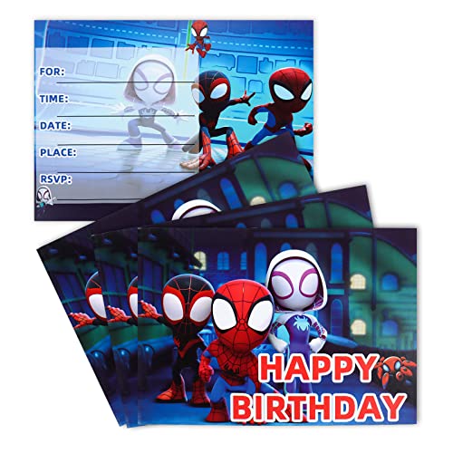 Yisscen Spiderman Kinder Einladungskarten, 30 Stück Einladungen Kindergeburtstag, Party Einladungskarten Set, Superhero Party Supplies, Mädchen Jungs Geburtstag Einladungskarte, Kindergeburtstag Deko von Yisscen