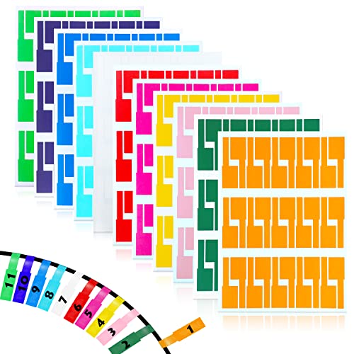 11 Farben, wasserdichte Draht-Etiketten, 11 Blatt, 330 Stück, beschreibbare Kabel-Etiketten, selbstklebende Kabel-Etiketten für Kabel-Management (11 Farben) von Yitexin