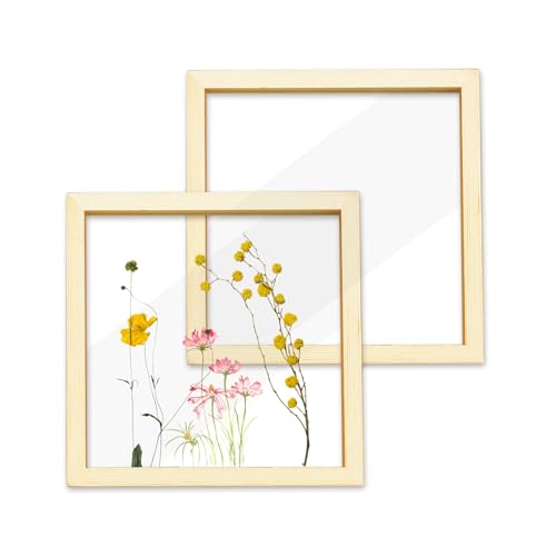 Yitexin 2 Stück 19,8 x 19,8 cm Holz getrocknete gepresste Blumenrahmen, klare doppelte Acryl-Bilderrahmen, schwimmende gepresste Blumenschattenbox für Pflanzenproben, Tischplatte und Wanddekoration Yitexin 2 Stück 19,8 x 19,8 cm Holz getrocknete gepresste Blumenrahmen, klare doppelte Acryl-Bilderrahmen, schwimmende gepresste Blumenschattenbox für Pflanzenproben, Tischplatte und Wanddekoration von Yitexin