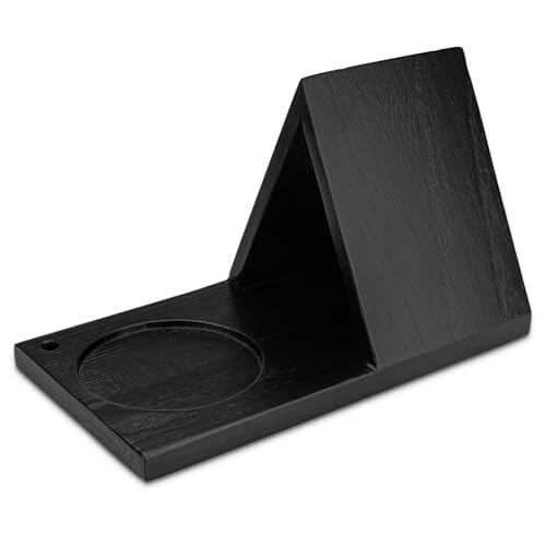 Yitexin Dreieck Holz Bücherablage mit Getränkehalter, Mini Holz Buchhalter Bücherregal, Buchständer zum Lesen, Buchecke Lesen, Valet für Schlafzimmer, Nachttisch, Büro Schreibtisch (Schwarz) von Yitexin