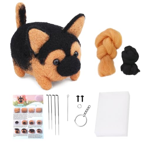 Yitexin Nadelfilz-Set für Hunde, Tier-Wollfilz-Set für Anfänger, Erwachsene, Filzzubehör mit Schaumstoff-Pad, Nadeln, Anleitung (evtl. nicht in deutscher Sprache), Schlüsselanhänger für Anfänger, von Yitexin