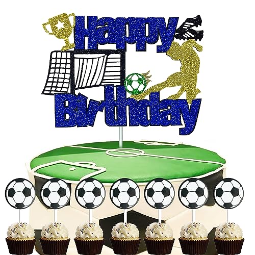 11 pcs Tortendeko Fussball Junge Geburtstag deko Fußball Cake Topper Fussball deko Geburtstag Kinder Happy Birthday Tortendeko Junge Fussball Deko Geburtstag Party für Kinder (Fußball) von Yitla