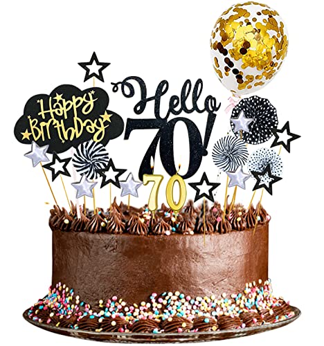 24 Stücke 50 Tortendeko Geburtstag Frau,50 Kuchen Deko Happy Birthday Tortendeko 50 Geburtstag Deko Cake Topper Mann Geburtstag Party(Gold Silber) (70-Black) von Yitla