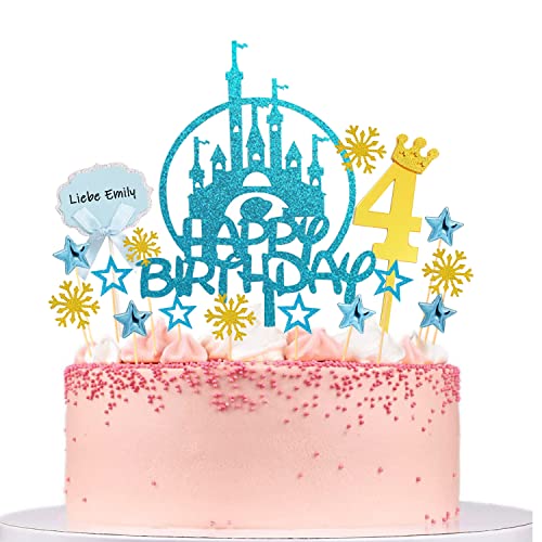 Tortendeko 4 Geburtstag Kuchendeko Geburtstag Mädchen,22 Stück Cake Topper Geburtstag 4 Happy Birthday Cake Toppers für 4 Geburstagstorte Deko Tortendeko Mädchen (4) von Yitla