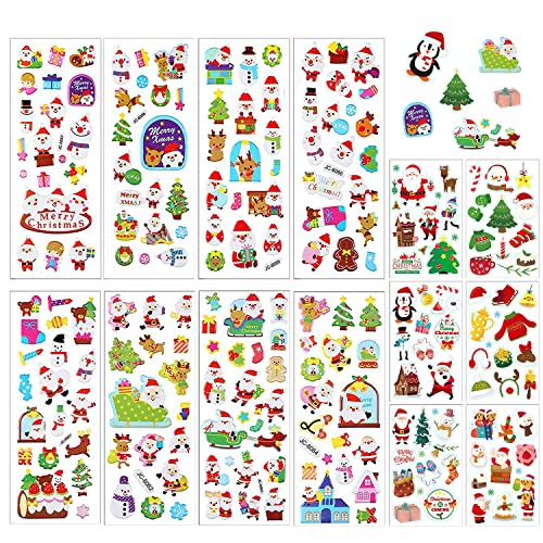 Yitla 17x Weihnachtsaufkleber Weihnachten für Kinder, Weihnachten 3D Aufkleber für Kinder Weihnachten Sticker für Scrapbooking Wehinachtsgeschenk Dekoration von Yitla