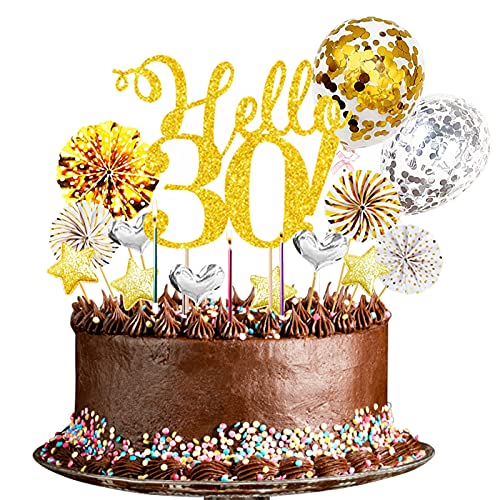 24 Stücke 30 Tortendeko Geburtstag Frauen,30 Deko Geburtstag Happy Birthday Tortendeko 30 Geburtstag Männer Kuchen Deko Cake Toppe (Gold Silber) von Yitla