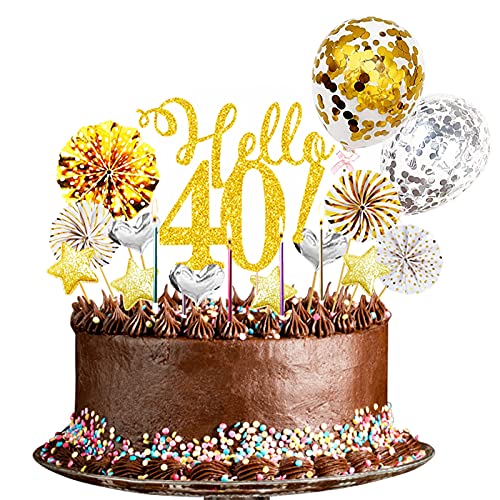 24 Stücke 40 Tortendeko Geburtstag Männer,40 Happy Birthday Tortendeko Kuchen Deko 40 Geburtstag Cake Topper Tortendeko Geburtstag Mädchen(Gold Silber) von Yitla