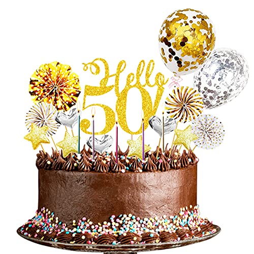 24 Stücke 50 Tortendeko Geburtstag Frau,50 Kuchen Deko Happy Birthday Tortendeko 50 Geburtstag Deko Cake Topper Mann Geburtstag Party(Gold Silber) von Yitla