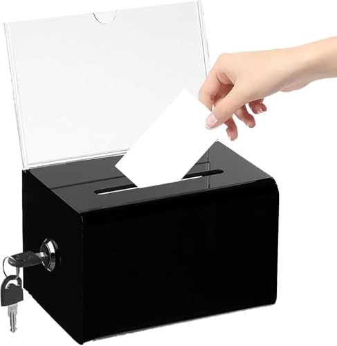 Acryl Spendenbox, Spendenbox Abschließbar, Wahlurne Schwarz mit Schlüsselschloss, für Gewinnspiele, Abstimmungen,Visitenkarten Acryl Spendenbox, Spendenbox Abschließbar, Wahlurne Schwarz mit Schlüsselschloss, für Gewinnspiele, Abstimmungen,Visitenkarten von Yitobici