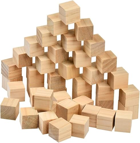 Yitobici Holzblöcke, Holzwürfel, blanko, natürliche, DIY-Dekor und massive Kiefernholzblöcke für Handwerk DIY-Projekte (2.5CM 80Pack, 200 Stück) von Yitobici