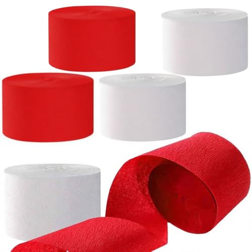 Krepppapier, Farbig,Weiß,Rot,Regenbogen Krepppapier Band für Partydeko, Hochzeitsdekorationen,Geburtstagsdeko, 4,5 cm x 25 m,6 Rollen Krepppapier, Farbig,Weiß,Rot,Regenbogen Krepppapier Band für Partydeko, Hochzeitsdekorationen,Geburtstagsdeko, 4,5 cm x 25 m,6 Rollen von Yitobici