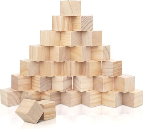 Yitobici Holz Würfel,100 Stück Kleine Holzwürfel Blanko von, 2x2x2 cmBastelmaterial Holz Spielsteine und Würfel zum Basteln, DIY Stempel, Puzzle & Nummern-Holzklötze Bausteine von Yitobici