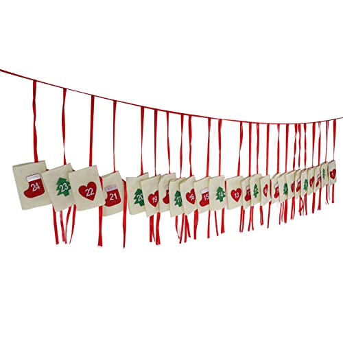 Yivibe Adventskalender-Taschen, 24 Tage verformungsbeständige Filz-Weihnachtskalender-Taschen für die Hausdekoration von Yivibe