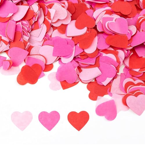 5000 Stück Liebesherz-Konfetti-Papier, (Rosa, Rose, Rot), 3 Farben, herzförmig, biologisch abbaubar, Konfetti, Valentinstagsdekoration, romantisches Hochzeitskonfetti für Jahrestag, Tischdekoration von Yixinhe