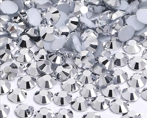 Yixinly 5000 Stück SS16 4mm Strasssteine, Glitzersteine Transparent Runde Kristalle Steinchen für Nägel, DIY-Dekoration, Kleidung, Handyhüllen, Schuhe, Taschen (Silber) von Yixinly