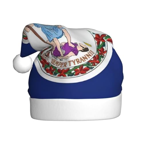 Yiyilong Dekorative Weihnachtsmütze für Erwachsene, Motiv: Flagge Virginia, Uni, Weihnachtsmannmütze für Weihnachtszubehör Yiyilong Dekorative Weihnachtsmütze für Erwachsene, Motiv: Flagge Virginia, Uni, Weihnachtsmannmütze für Weihnachtszubehör von Yiyilong