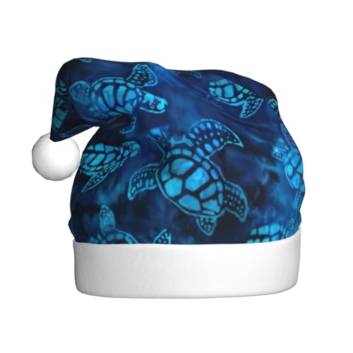 Yiyilong Dekorative Weihnachtsmütze für Erwachsene, Motiv: Meeresschildkröte, blauer Druck, Uni, Weihnachtsmannmütze für Weihnachtszubehör Yiyilong Dekorative Weihnachtsmütze für Erwachsene, Motiv: Meeresschildkröte, blauer Druck, Uni, Weihnachtsmannmütze für Weihnachtszubehör von Yiyilong