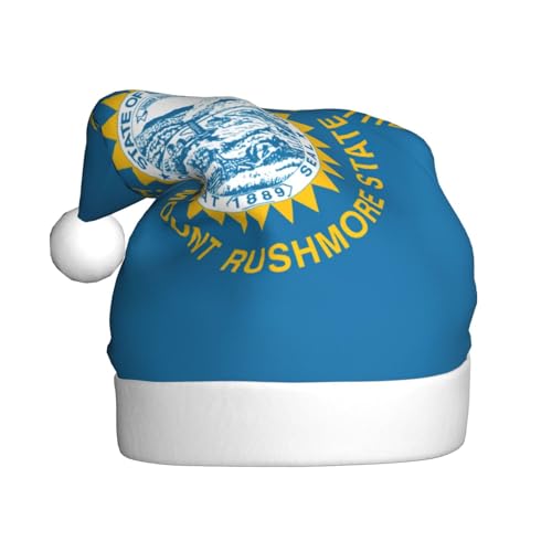 Yiyilong Dekorative Weihnachtsmütze für Erwachsene, Motiv: Süddakota-Flagge, Uni, Weihnachtsmannmütze für Weihnachtszubehör von Yiyilong
