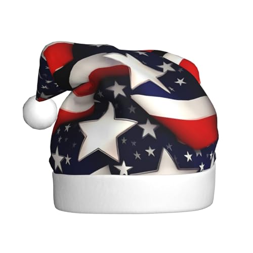 Yiyilong Dekorative Weihnachtsmütze für Erwachsene, Motiv: amerikanische Flagge, Sterne, Streifen, Uni, Weihnachtsmannmütze für Weihnachtszubehör Yiyilong Dekorative Weihnachtsmütze für Erwachsene, Motiv: amerikanische Flagge, Sterne, Streifen, Uni, Weihnachtsmannmütze für Weihnachtszubehör von Yiyilong