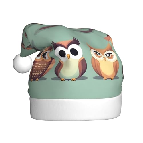 Yiyilong Dekorative Weihnachtsmütze für Erwachsene, Plüsch, Cartoon-Eulen, niedlicher Druck, Uni, Weihnachtsmannmütze für Weihnachtszubehör Yiyilong Dekorative Weihnachtsmütze für Erwachsene, Plüsch, Cartoon-Eulen, niedlicher Druck, Uni, Weihnachtsmannmütze für Weihnachtszubehör von Yiyilong