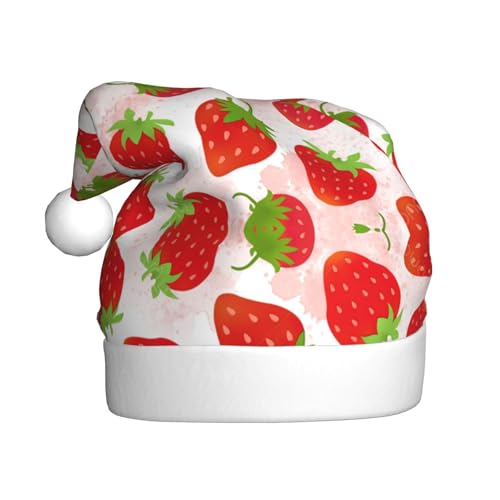 Yiyilong Dekorative Weihnachtsmütze für Erwachsene, Plüsch, Erdbeer-Druck, Uni, Weihnachtsmannmütze für Weihnachtsaccessoires Yiyilong Dekorative Weihnachtsmütze für Erwachsene, Plüsch, Erdbeer-Druck, Uni, Weihnachtsmannmütze für Weihnachtsaccessoires von Yiyilong