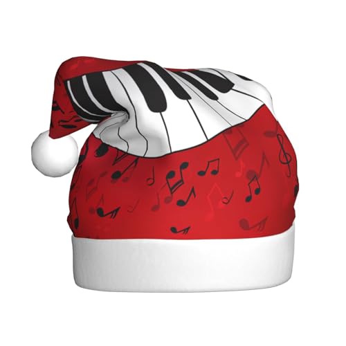 Yiyilong Dekorative Weihnachtsmütze für Erwachsene, Plüsch, Musiknoten, Klavierdruck, Uni, Weihnachtsmannmütze für Weihnachtszubehör Yiyilong Dekorative Weihnachtsmütze für Erwachsene, Plüsch, Musiknoten, Klavierdruck, Uni, Weihnachtsmannmütze für Weihnachtszubehör von Yiyilong