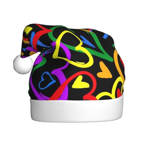 Yiyilong Dekorative Weihnachtsmütze für Erwachsene, Plüsch, Regenbogen-Druck, Uni, Weihnachtsmannmütze für Weihnachtszubehör Yiyilong Dekorative Weihnachtsmütze für Erwachsene, Plüsch, Regenbogen-Druck, Uni, Weihnachtsmannmütze für Weihnachtszubehör von Yiyilong