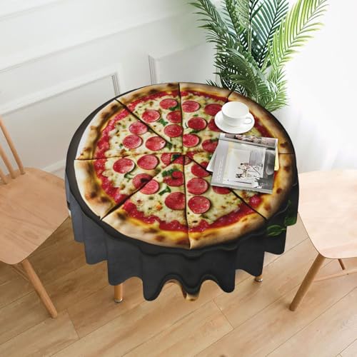Yiyilong Große runde dekorative Tischdecke mit Pizza-Druck, 152,4 cm, wasserabweisende Tischdecke für Küche, Hochzeit von Yiyilong