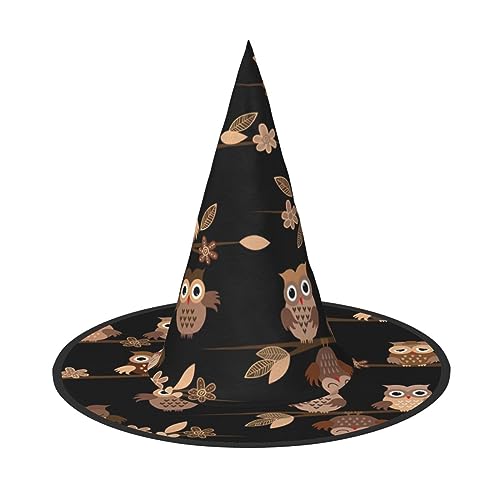 Yiyilong Niedlicher brauner Cartoon-Eulen-Druck, Halloween-Hexenhut, Dekorationen für Halloween-Party, Cosplay-Zubehör. Yiyilong Niedlicher brauner Cartoon-Eulen-Druck, Halloween-Hexenhut, Dekorationen für Halloween-Party, Cosplay-Zubehör. von Yiyilong