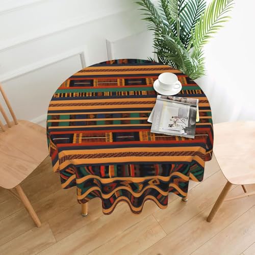 Yiyilong Runde dekorative Tischdecke mit afrikanischem Webdruck, 152,4 cm, wasserabweisende Tischdecke für Küche, Hochzeit von Yiyilong