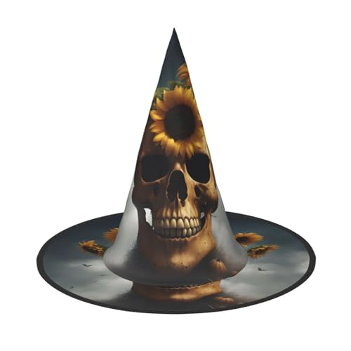 Yiyilong Sonnenblumen-Halloween-Totenkopf-Druck, Halloween-Hexenhut, Dekorationen für Halloween-Party, Cosplay-Kostüm Yiyilong Sonnenblumen-Halloween-Totenkopf-Druck, Halloween-Hexenhut, Dekorationen für Halloween-Party, Cosplay-Kostüm von Yiyilong