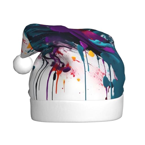Yiyilong Weihnachtsmütze für Erwachsene, Plüsch, dekorativ, Farbspritzer, Uni, Weihnachtsmannmütze für Weihnachtsaccessoires Yiyilong Weihnachtsmütze für Erwachsene, Plüsch, dekorativ, Farbspritzer, Uni, Weihnachtsmannmütze für Weihnachtsaccessoires von Yiyilong