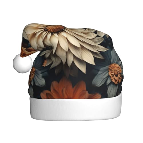 Yiyilong Weihnachtsmütze für Erwachsene, Plüsch, dekorativ, Retro-Blumenmuster, Uni, Weihnachtsmannmütze für Weihnachtszubehör Yiyilong Weihnachtsmütze für Erwachsene, Plüsch, dekorativ, Retro-Blumenmuster, Uni, Weihnachtsmannmütze für Weihnachtszubehör von Yiyilong