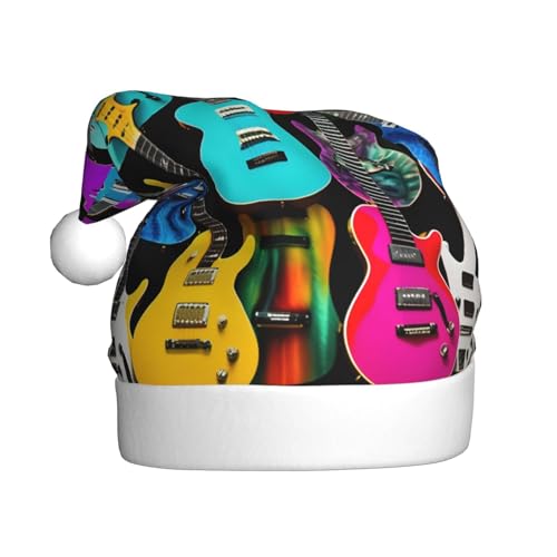 Yiyilong Weihnachtsmütze für Erwachsene, Plüsch, dekorativ, bunte Gitarren, Uni, Weihnachtsmannmütze für Weihnachtszubehör Yiyilong Weihnachtsmütze für Erwachsene, Plüsch, dekorativ, bunte Gitarren, Uni, Weihnachtsmannmütze für Weihnachtszubehör von Yiyilong