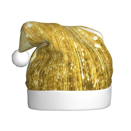 Yiyilong Weihnachtsmütze für Erwachsene, Plüsch, dekorativ, goldfarben, glitzernd, Uni, Weihnachtsmannmütze für Weihnachtszubehör Yiyilong Weihnachtsmütze für Erwachsene, Plüsch, dekorativ, goldfarben, glitzernd, Uni, Weihnachtsmannmütze für Weihnachtszubehör von Yiyilong