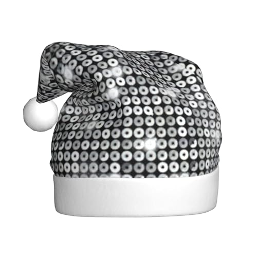 Yiyilong Weihnachtsmütze für Erwachsene, Plüsch, dekorativ, silberfarben, glitzerndes Muster, Uni, Weihnachtsmannmütze für Weihnachtszubehör Yiyilong Weihnachtsmütze für Erwachsene, Plüsch, dekorativ, silberfarben, glitzerndes Muster, Uni, Weihnachtsmannmütze für Weihnachtszubehör von Yiyilong