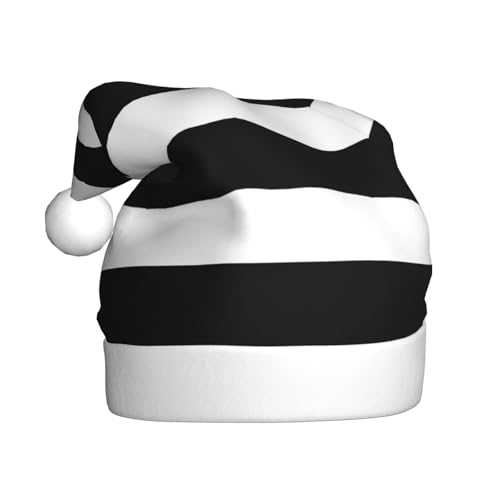 Yiyilong Weihnachtsmütze für Erwachsene, Plüsch, dekorative Streifen, schwarz-weiß, bedruckt, Uni, Weihnachtsmannmütze für Weihnachtsaccessoires Yiyilong Weihnachtsmütze für Erwachsene, Plüsch, dekorative Streifen, schwarz-weiß, bedruckt, Uni, Weihnachtsmannmütze für Weihnachtsaccessoires von Yiyilong