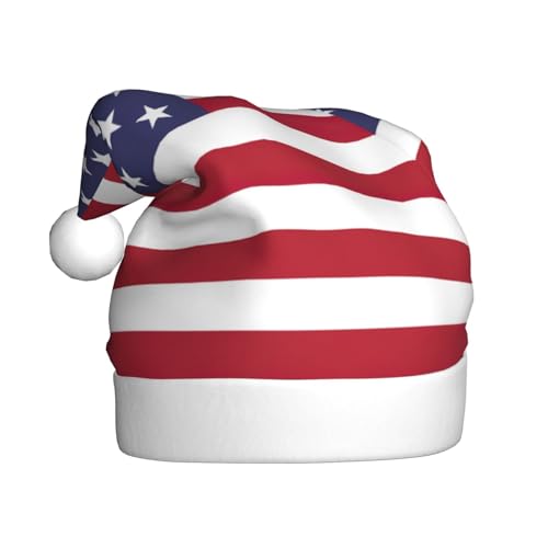 Yiyilong Weihnachtsmütze für Erwachsene, Plüsch, dekorative amerikanische Flagge, Uni, Weihnachtsmannmütze für Weihnachtszubehör Yiyilong Weihnachtsmütze für Erwachsene, Plüsch, dekorative amerikanische Flagge, Uni, Weihnachtsmannmütze für Weihnachtszubehör von Yiyilong
