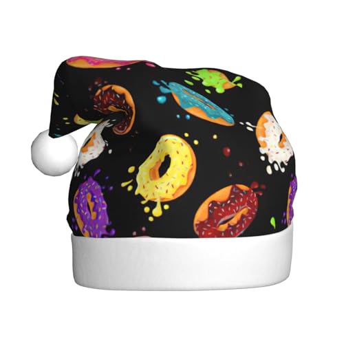 Yiyilong Weihnachtsmütze für Erwachsene, Plüsch, dekorativer Donut-Druck, uni, Weihnachtsmannmütze für Weihnachtsaccessoires Yiyilong Weihnachtsmütze für Erwachsene, Plüsch, dekorativer Donut-Druck, uni, Weihnachtsmannmütze für Weihnachtsaccessoires von Yiyilong