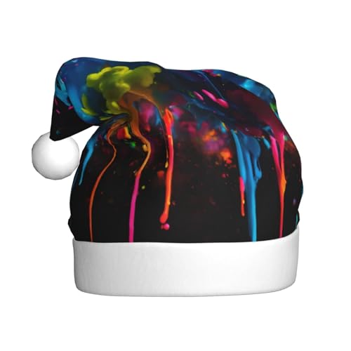 Yiyilong Weihnachtsmütze für Erwachsene, Plüsch, dekorativer Farbspritzer, Hintergrund, Uni, Weihnachtsmannmütze für Weihnachtszubehör Yiyilong Weihnachtsmütze für Erwachsene, Plüsch, dekorativer Farbspritzer, Hintergrund, Uni, Weihnachtsmannmütze für Weihnachtszubehör von Yiyilong