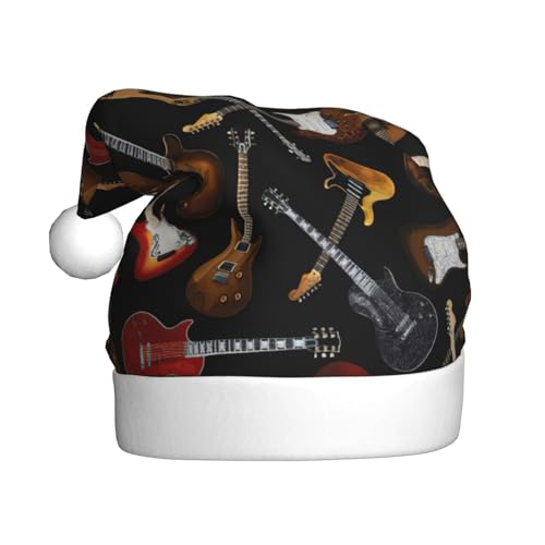 Yiyilong Weihnachtsmütze für Erwachsene, Plüsch, dekorativer Gitarren-Druck, Uni, Weihnachtsmannmütze für Weihnachtszubehör Yiyilong Weihnachtsmütze für Erwachsene, Plüsch, dekorativer Gitarren-Druck, Uni, Weihnachtsmannmütze für Weihnachtszubehör von Yiyilong