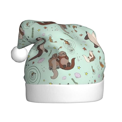 Yiyilong Weihnachtsmütze für Erwachsene, Plüsch, dekorativer Otter-Druck, Uni, Weihnachtsmannmütze für Weihnachtszubehör Yiyilong Weihnachtsmütze für Erwachsene, Plüsch, dekorativer Otter-Druck, Uni, Weihnachtsmannmütze für Weihnachtszubehör von Yiyilong