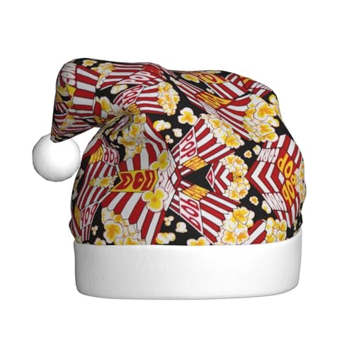 Yiyilong Weihnachtsmütze für Erwachsene, Plüsch, dekorativer Popcorn-Druck, Uni, Weihnachtsmannmütze für Weihnachtszubehör Yiyilong Weihnachtsmütze für Erwachsene, Plüsch, dekorativer Popcorn-Druck, Uni, Weihnachtsmannmütze für Weihnachtszubehör von Yiyilong